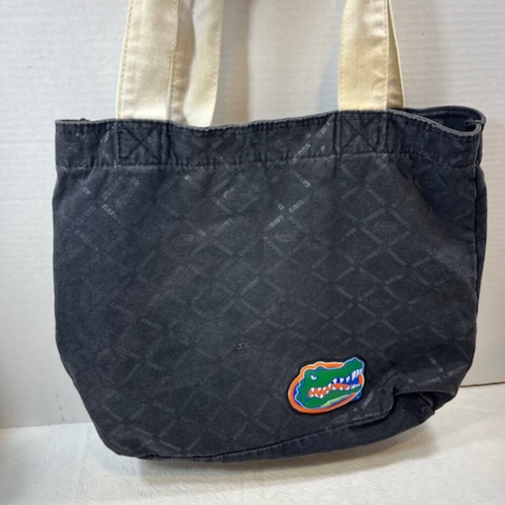 University of Florida Gators Black Canvas Gator Print Collegiate Tote